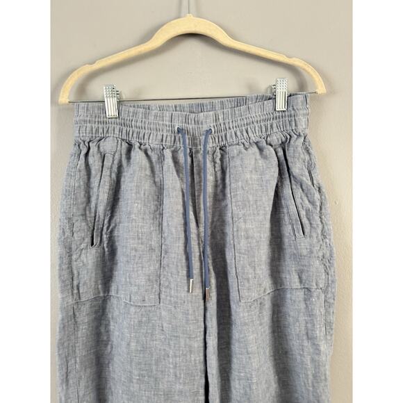 Athleta Retreat Linen High Rise Wide Leg Pants Light Blue Women’s 4P - Picture 3 of 8